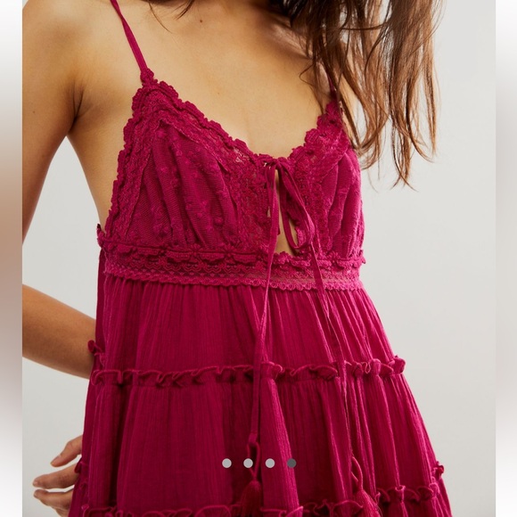 Free People Mini Dress Cranberry Pink Fuchsia. XL - Picture 4 of 4